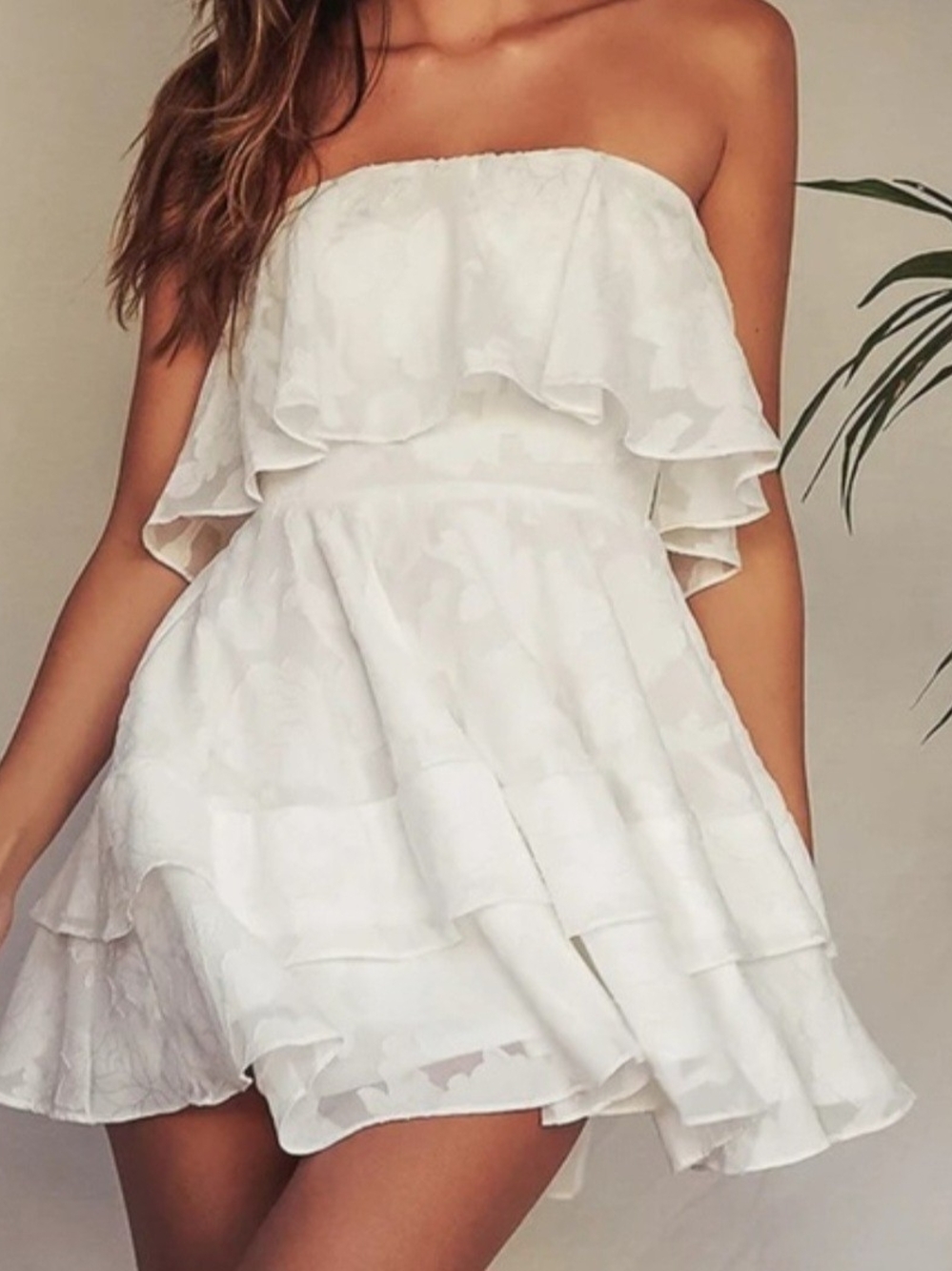 Lulu's White Strapless Mini Ruffle Dress - Picture 3 of 4